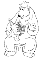 A coloring page of bear in the big blue house